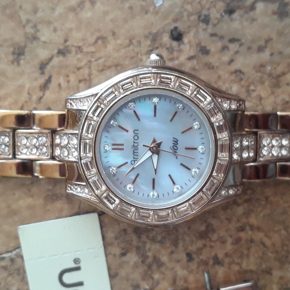 Armitron Now rosetone watch with Crystal accents. Used with tag. - Picture 2 of 11